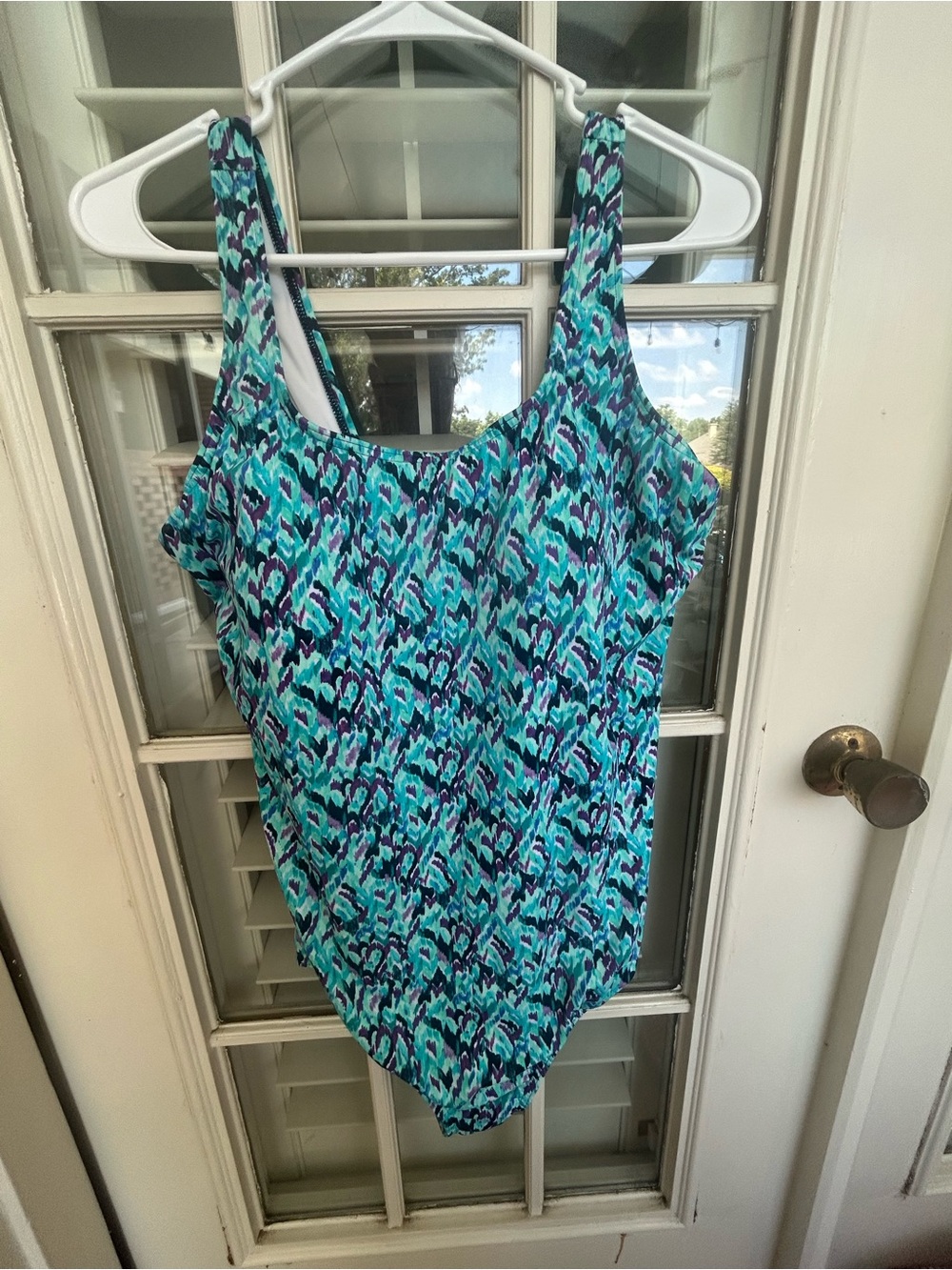 Lands' End Teal, Turquoise & Purple Printed Swimwear